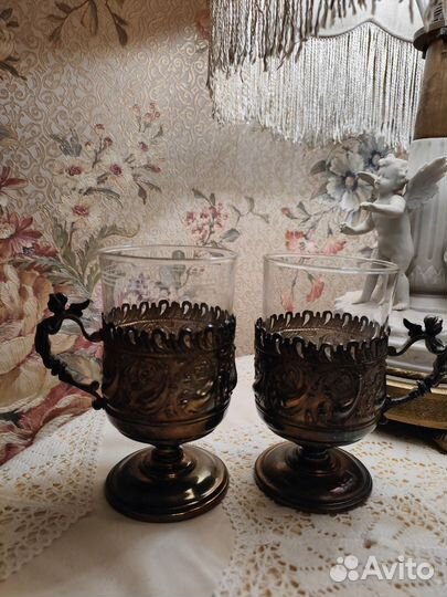 Антикварные стаканы в подстаканниках