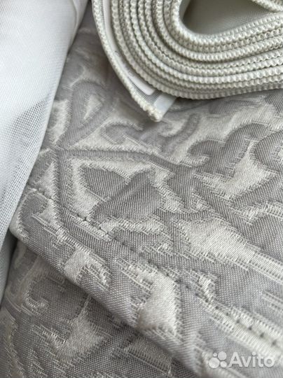 Комплект штор серый жаккард с однотонным тюлем