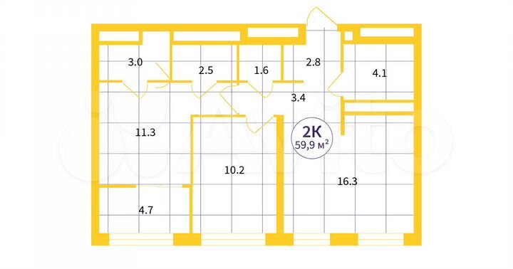 2-к. квартира, 57,6 м², 25/31 эт.