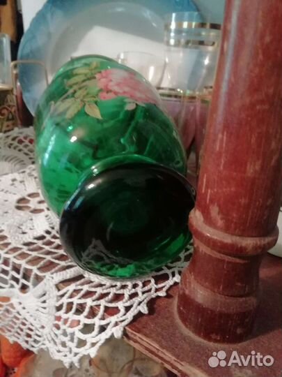 Ваза цветное стекло СССР аплекация
