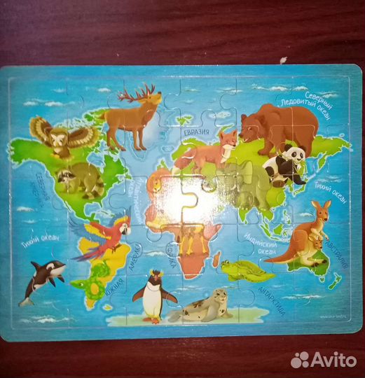Карта мира пазл деревянный