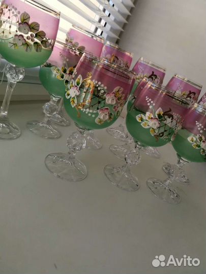 Хрустальные бокалы лепка богемия