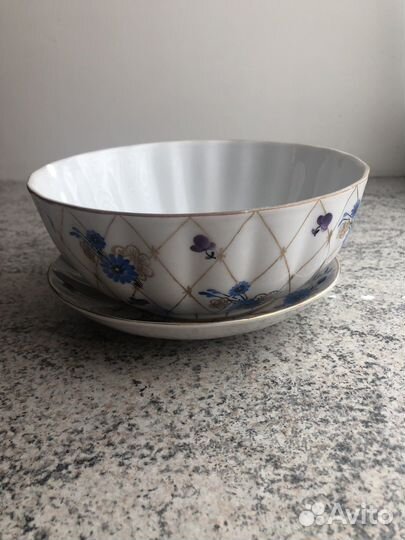 Сухарница или Конфетница и блюдце лфз фарфор 1с