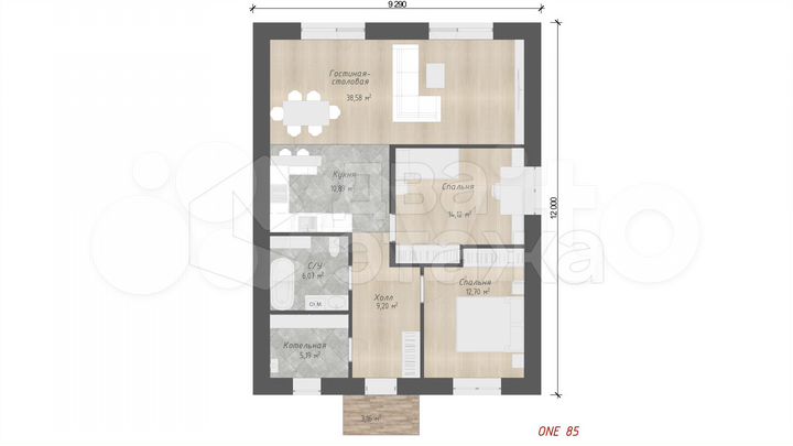 Дом 85 м² на участке 8 сот.