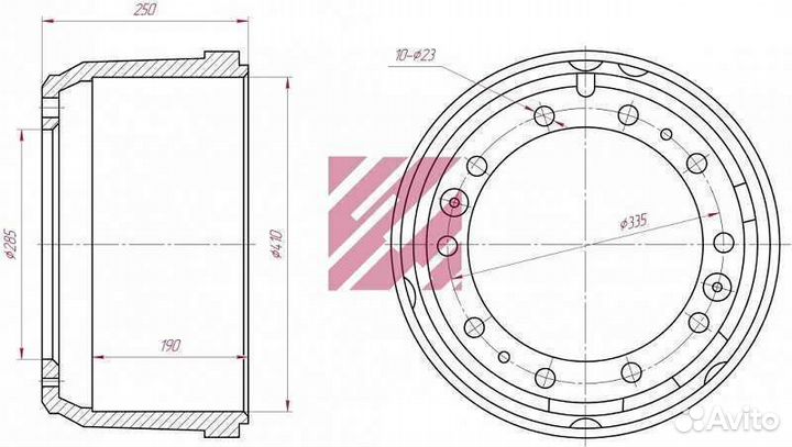 Тормозной барабан Iveco задний 410х180