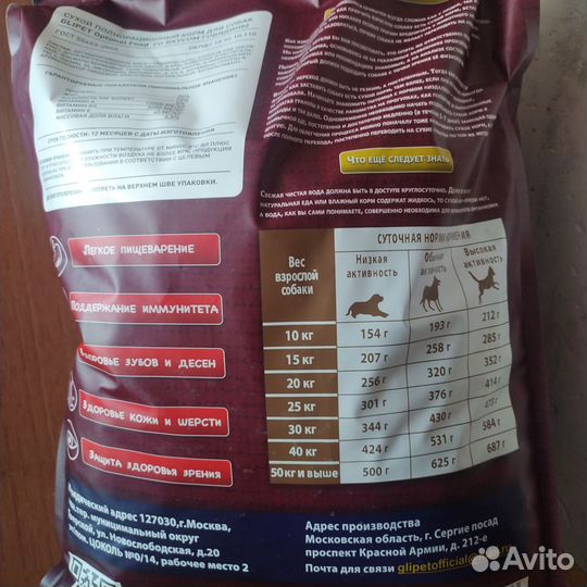 Корм для собак Glipet