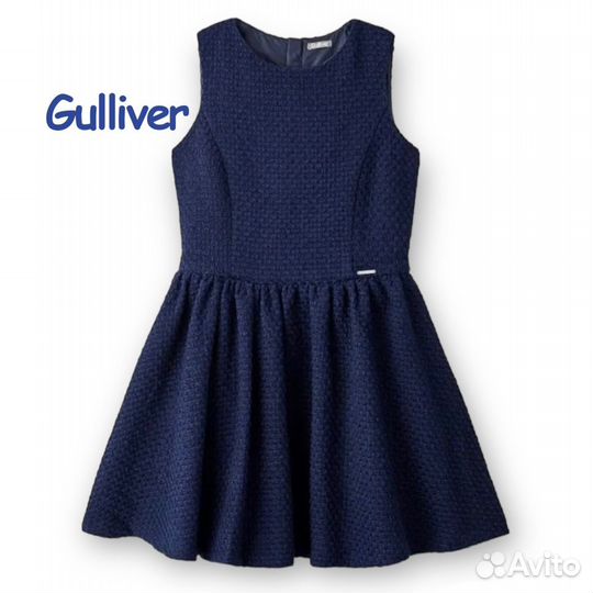 Платье Gulliver 164 синий сарафан школьный