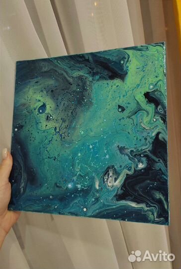 Картина флюид арт, жидкий акрил