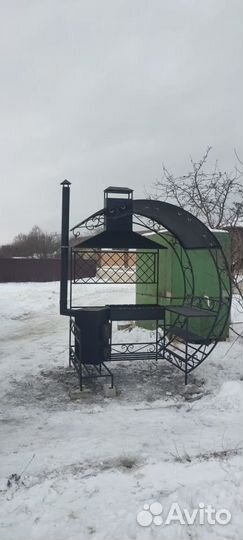 Мангал с печью и дымоходом