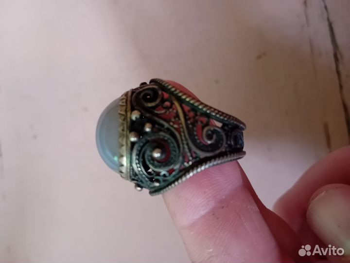 Серебряное кольцо мужское с камнем