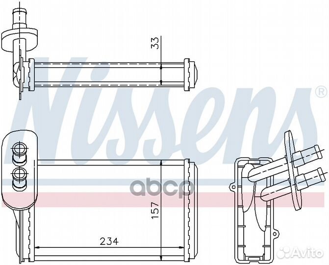Радиатор отопителя 157x234 73962 Nissens