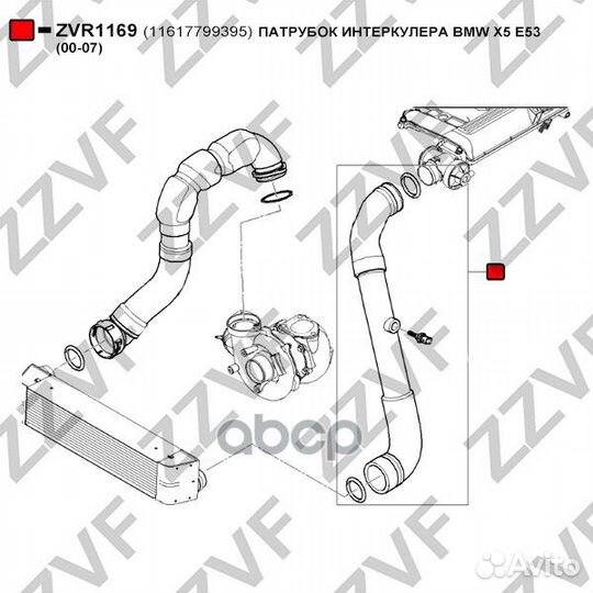 Патрубок интеркулера ZVR1169 ZVR1169 zzvf