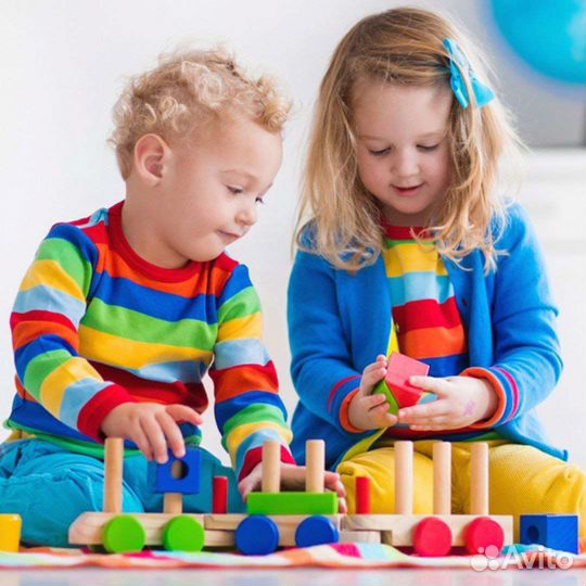 Паровозик сортер конструктор деревянная игрушка