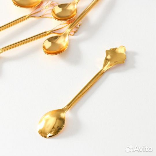 Набор из 6 шт сувенирных ложек в виде пера 'Розовый лебедь со стразами' 5х8,5х15 см