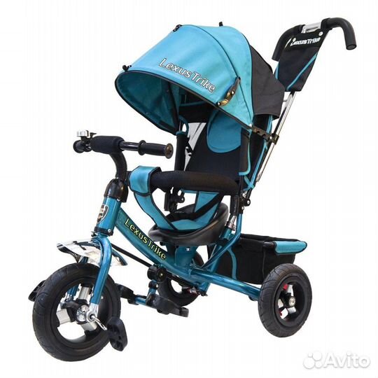 Детский велосипед с ручкой цвет аква