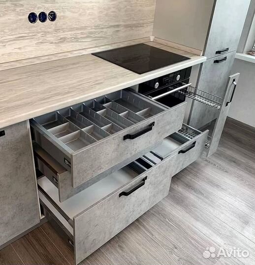 Прямая кухня с мдф фасадами