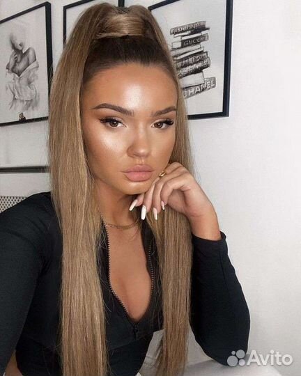 Хвост на резинке премиум, накладной хвост шиньон