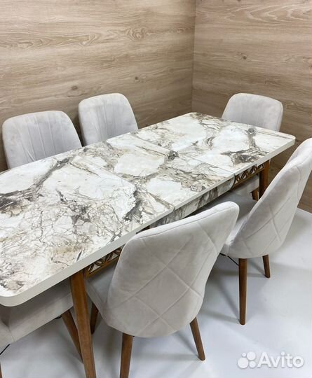 Стол обеденный раздвижной и стулья 6 шт