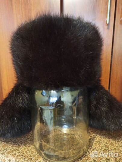 Мужская шапка из ондатры ушанка р.56-58