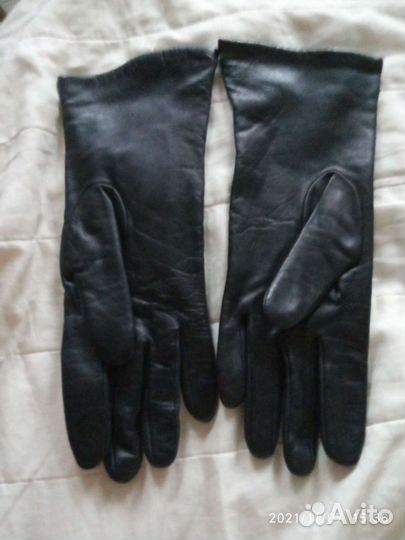 Перчатки женские кожаные раз.7 3/4 на шерстяной по