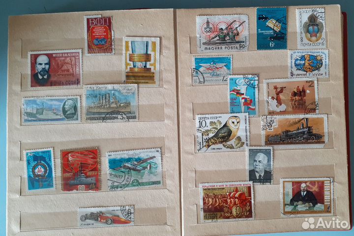 Альбом для марок 12листов.марки 64шт.оригинал СССР