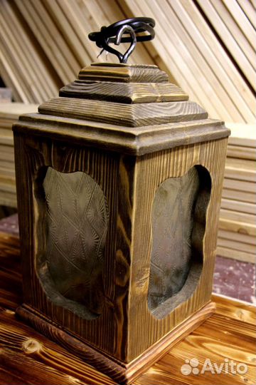 Фонарь деревянный лофт