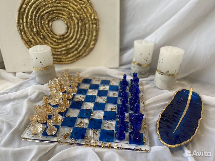 Шахматы и шашки сувенирные из эпоксидной смолы