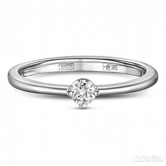 Кольцо с выращенным бриллиантом 0.109 ct