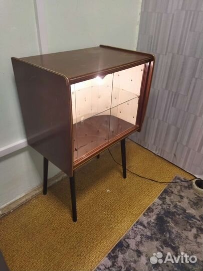 Тумба бар ГДР на ножках со светом винтаж 1967 г