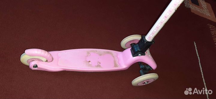 Самокат трёхколесный розовый рост до 110