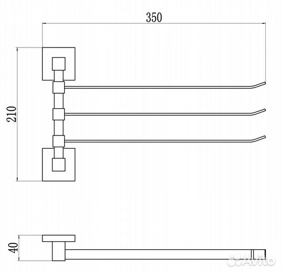 Держатель полотенец 3-ой Savol S-06503C