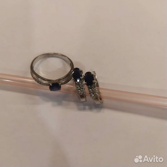 Серьги и кольцо серебро