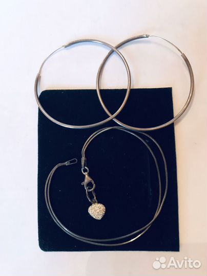 Серги и браслет Винтаж Серебро Стразы