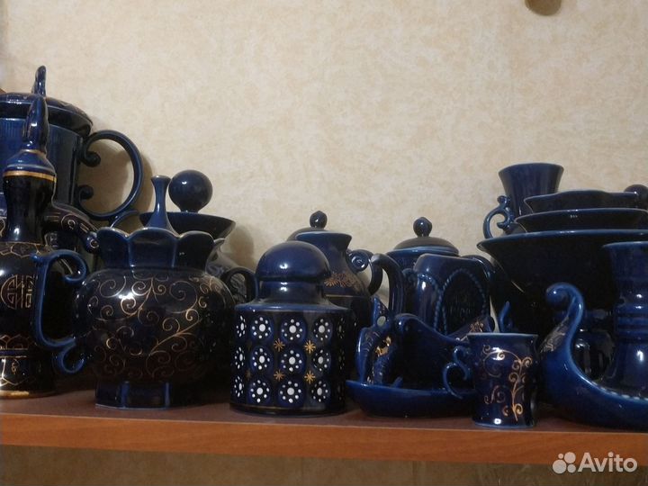 Новгородская синяя посуда кобальт