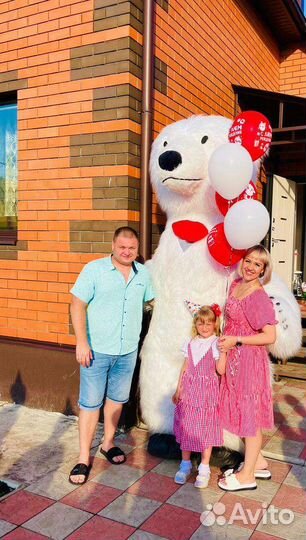 Белый мишка, Чебурашка поздравление аниматоры