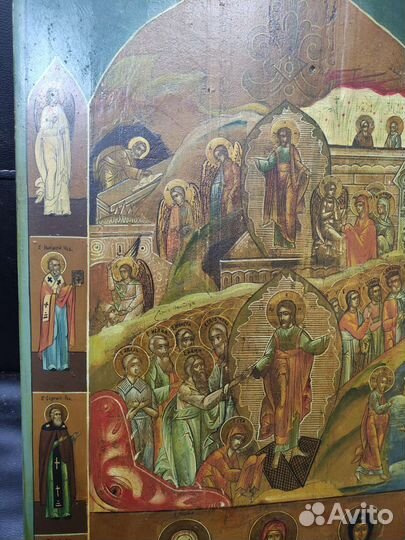 Икона Воскресенье Христово с Сошествие в ад 19 век