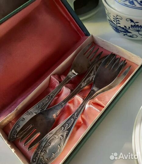 Новые мельхиоровые вилки для рыбы Кольчугино СССР