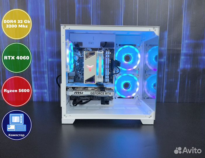 Мощный игровой пк AMD5600-RTX4060-32DDR4-ZCT39-A520