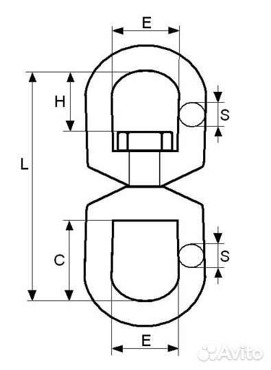 Вертлюг оцинкованный с нагрузкой до 500 кг