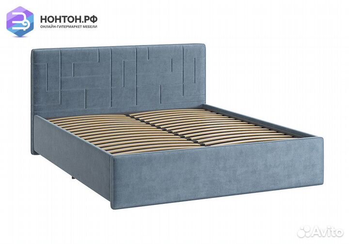 Кровать Лора 2 1.6 м светло-синяя