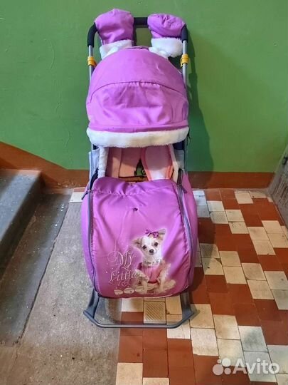 Детские санки коляска с колесами