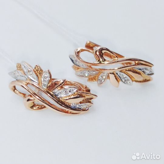 Золотые серьги с фианитом