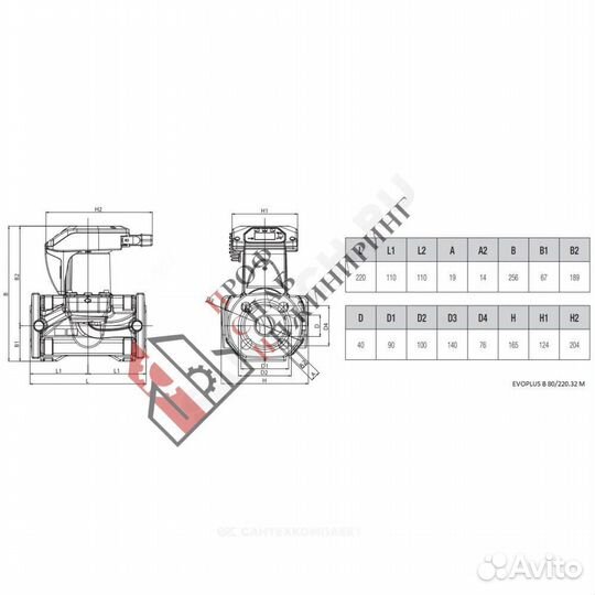 Насос evoplus B 80/220.32 M PN16 1x220-240В/50/60