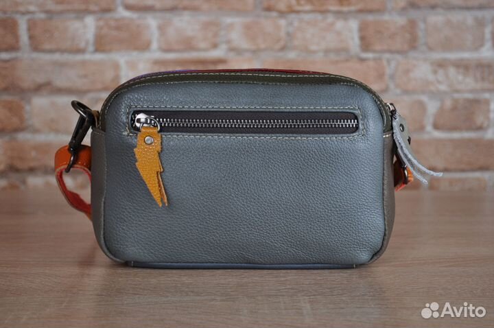 Сумка женская кожаная кросс-боди горчич арт.01-04