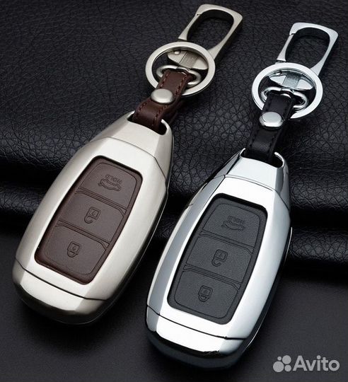 Чехол на ключ хендай солярис 2020 (металл и кожа)