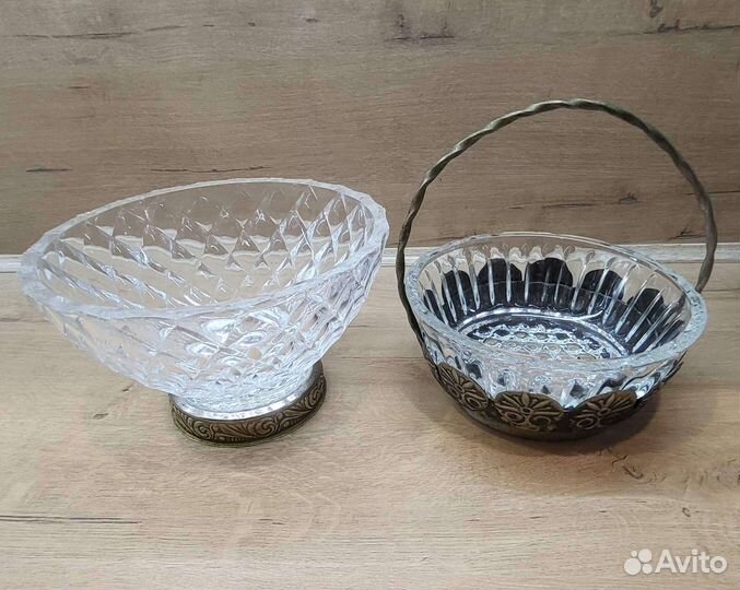 Хрустальная конфетница и салатник СССР