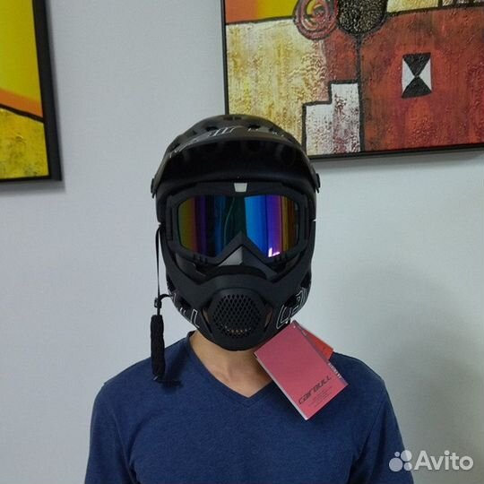 Мото-вело Очки маска, черная с темной линзой