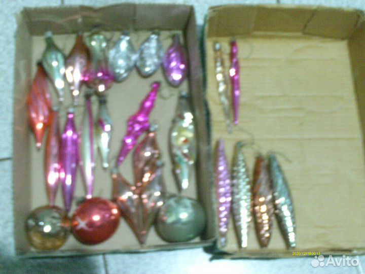 Новогодние ёлочные стекл. украшения СССР 46+50 шт