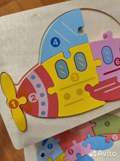 Деревянные пазлы монтесори цыфры сортер
