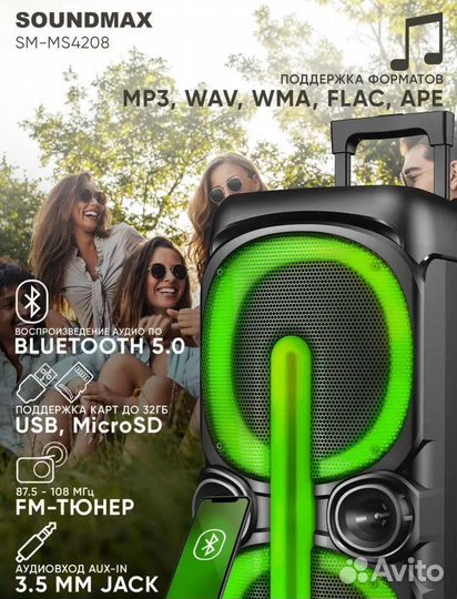 Большая блютуз колонка 1000W + караоке